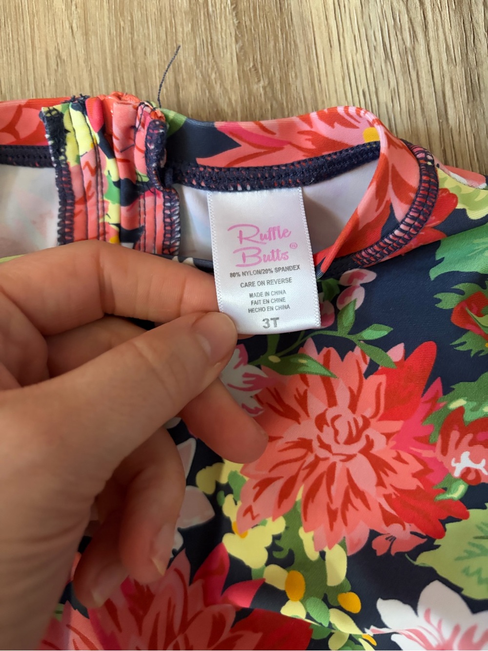 Ruffle Butts Navy Floral Ruffle One-Piece - Picture 3 of 3